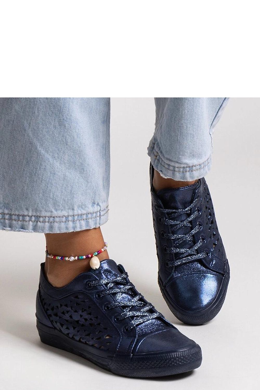 Granatowe ażurowe trampki Safune - Solea