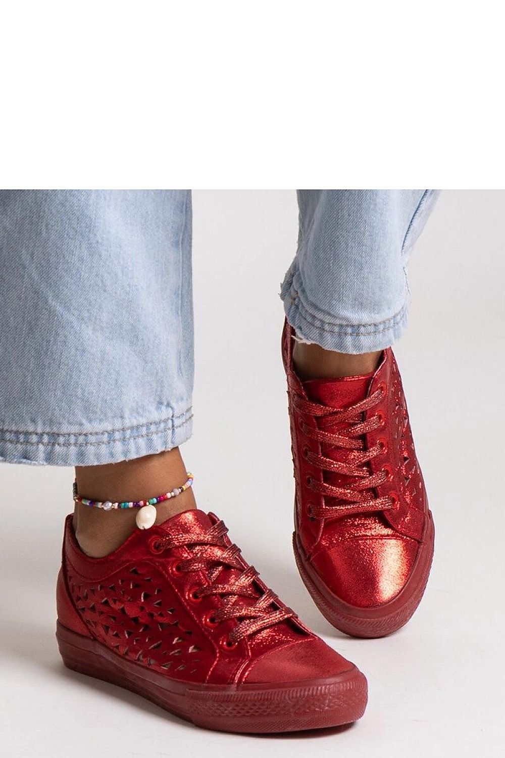 Czerwone ażurowe trampki Safune - Solea