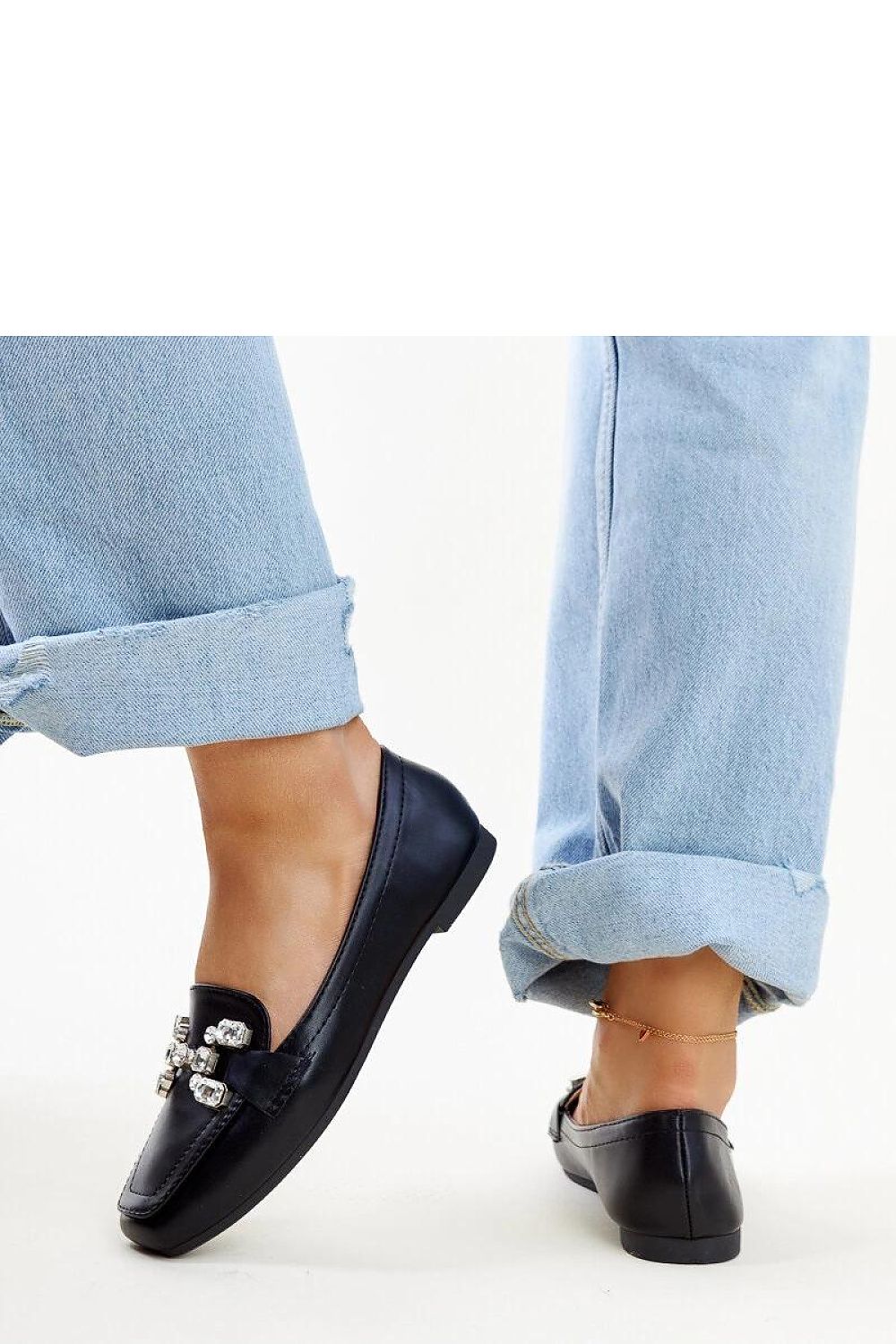 Czarne mokasyny z cyrkonową klamerką Mali - Solea