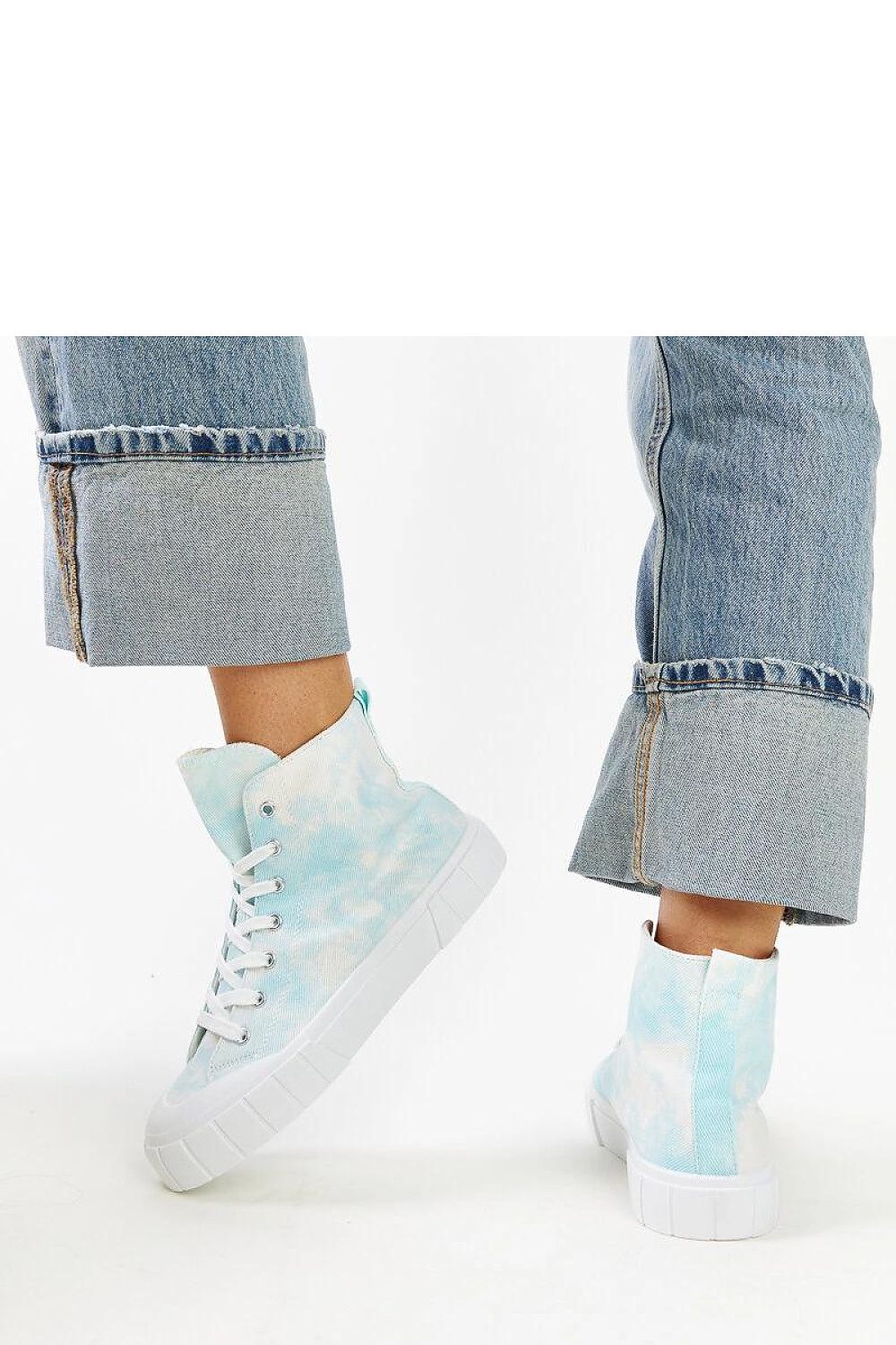 Niebieskie wysokie materiałowe trampki Raissa - Solea