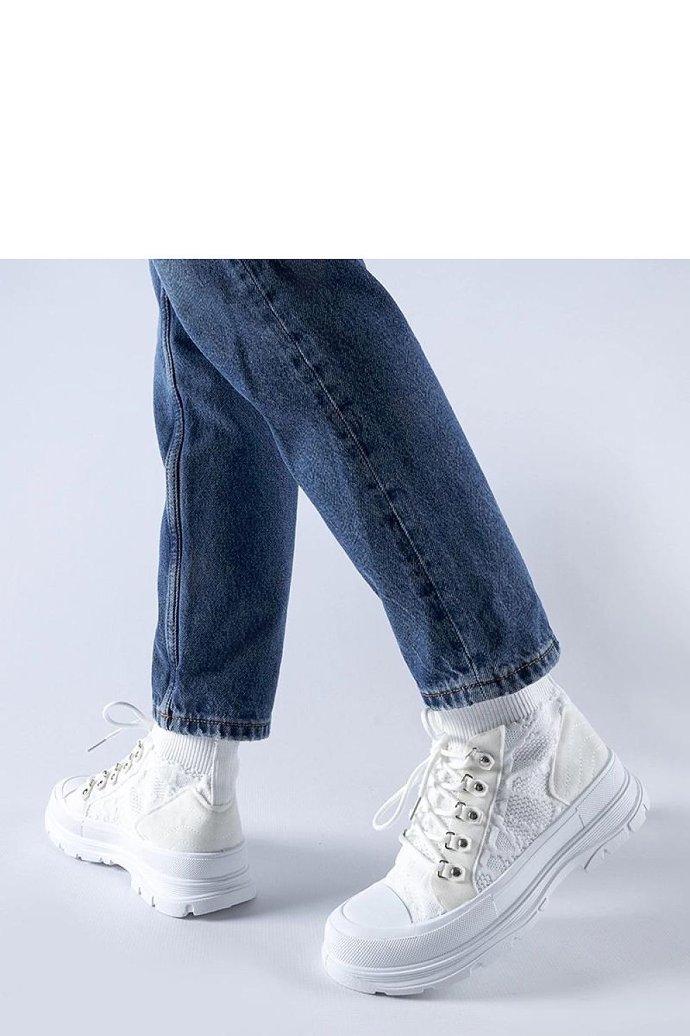 Białe wysokie materiałowe trampki Casalma - Solea