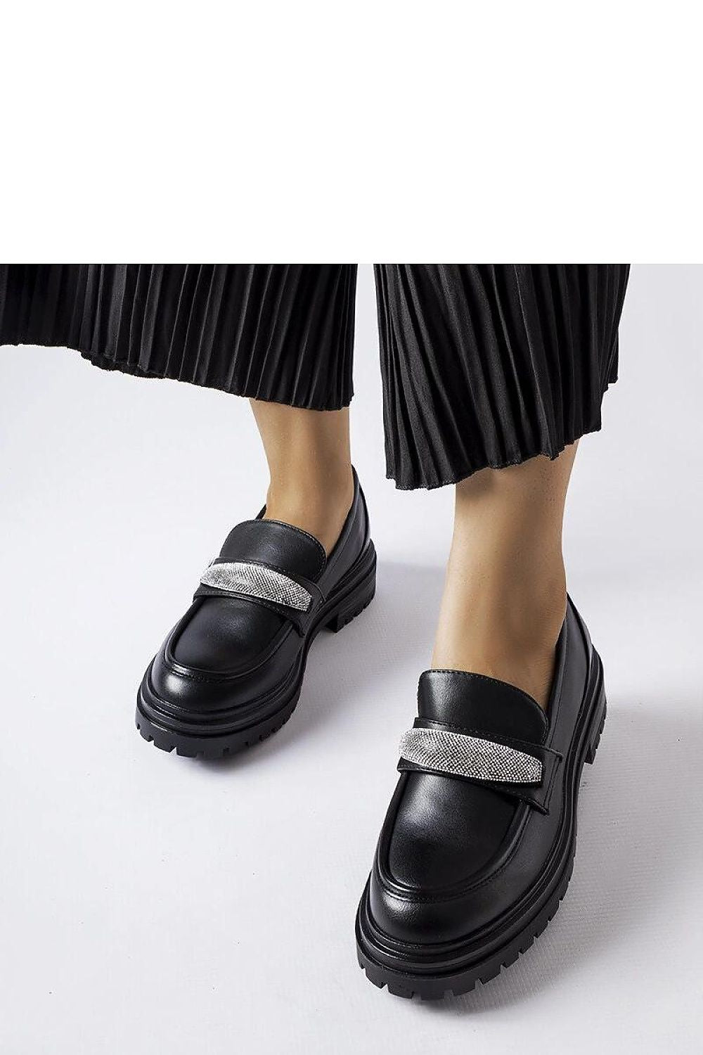 Czarne mokasyny z cyrkoniami Hartford - Solea