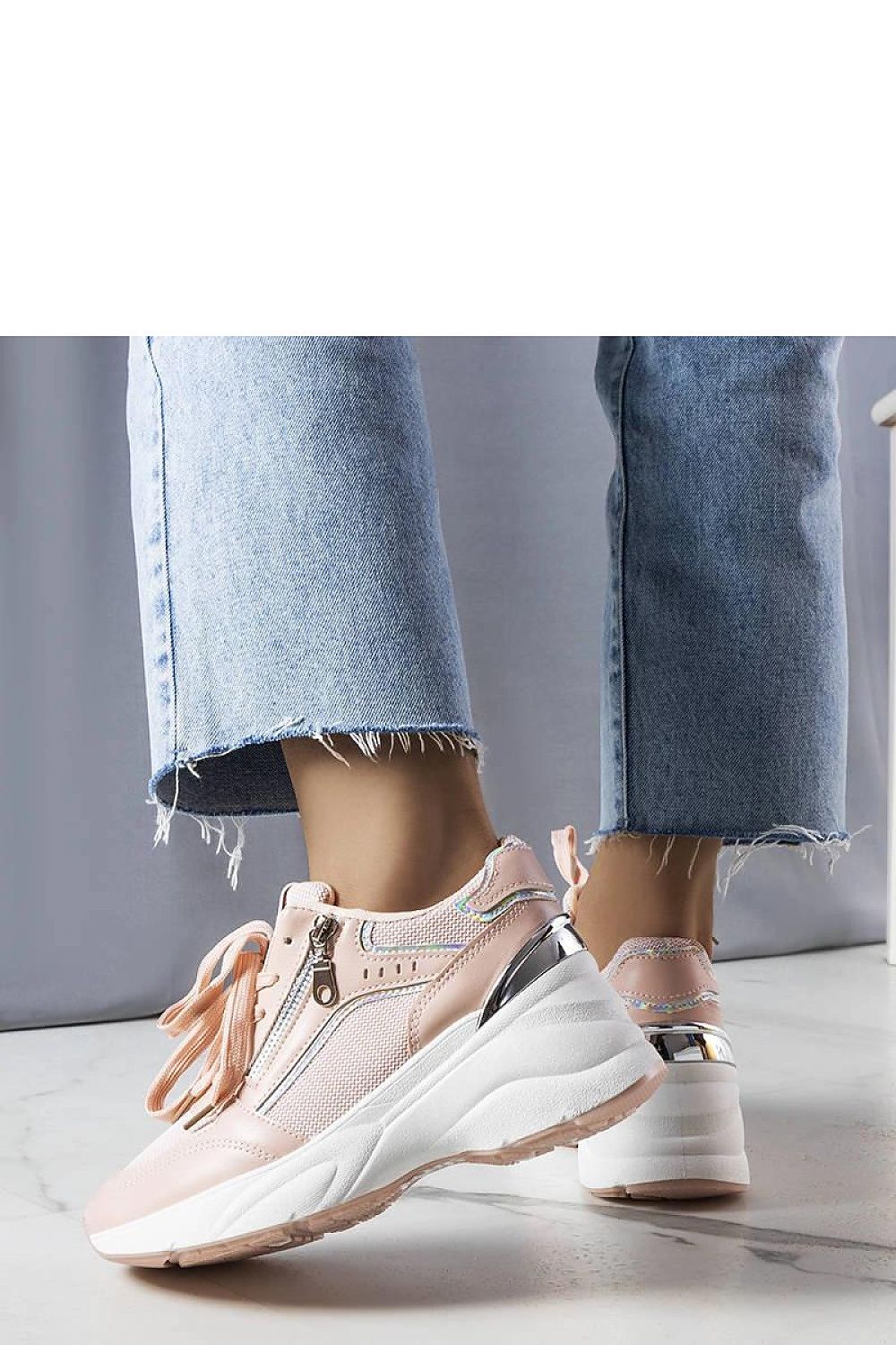 Różowe sneakersy na koturnie Stacey - Solea