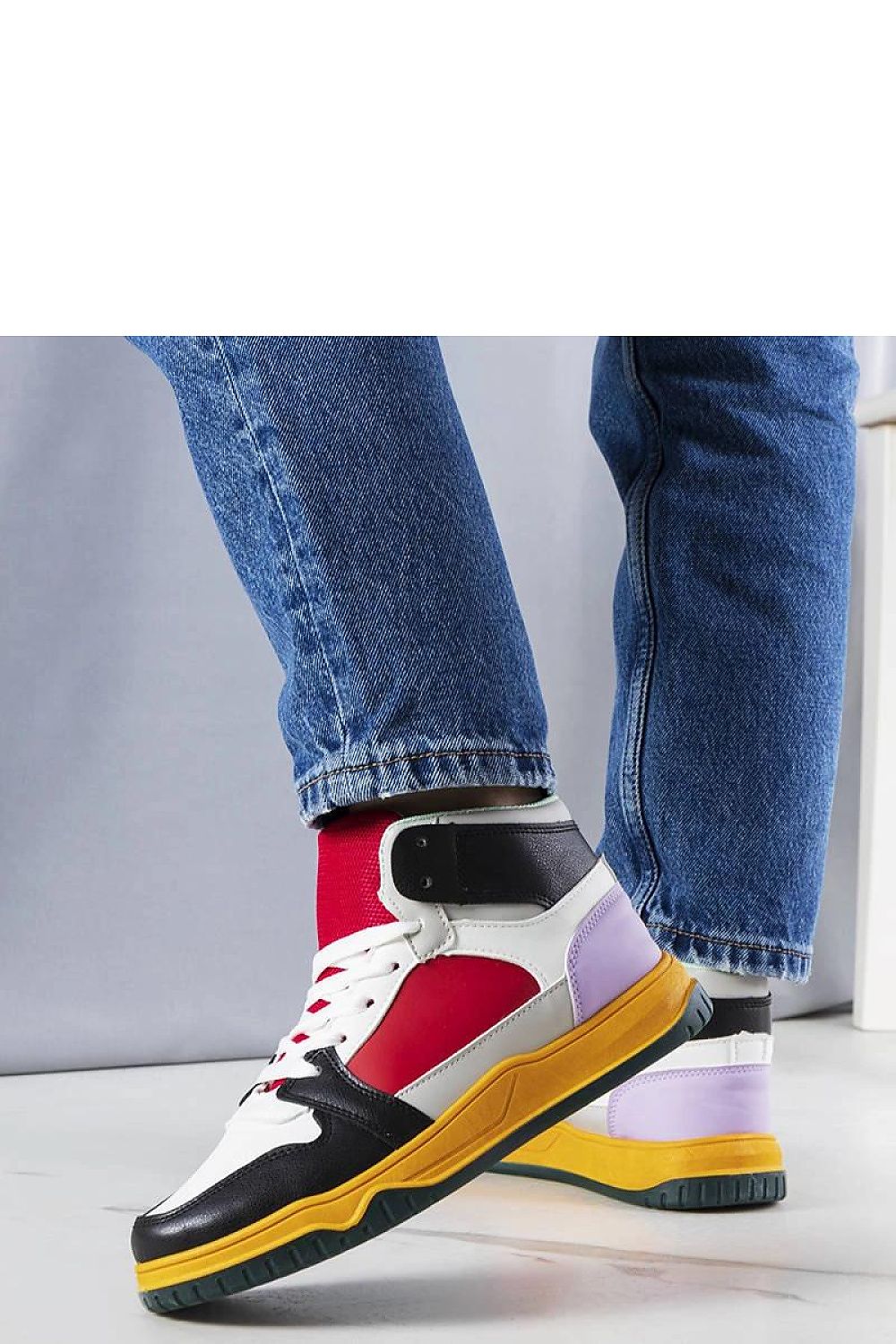 Czarno-czerwone sneakersy za kostkę Elizabeth - Solea