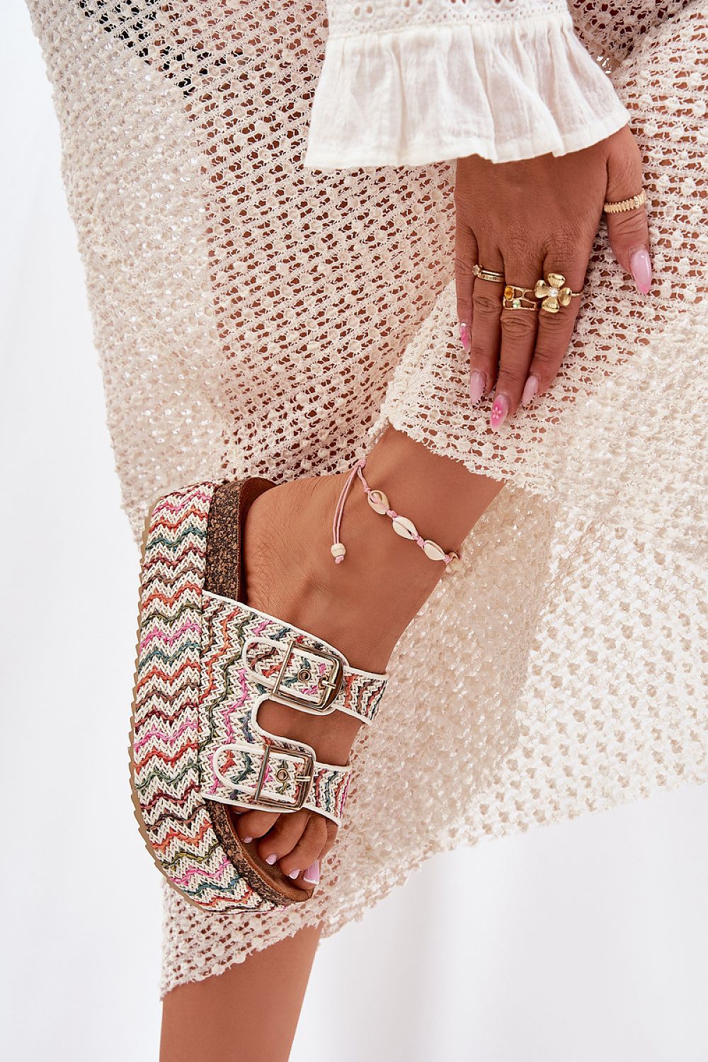 Sandał Klapki Model Eradriana SS-166 Multicolor White - Step in style