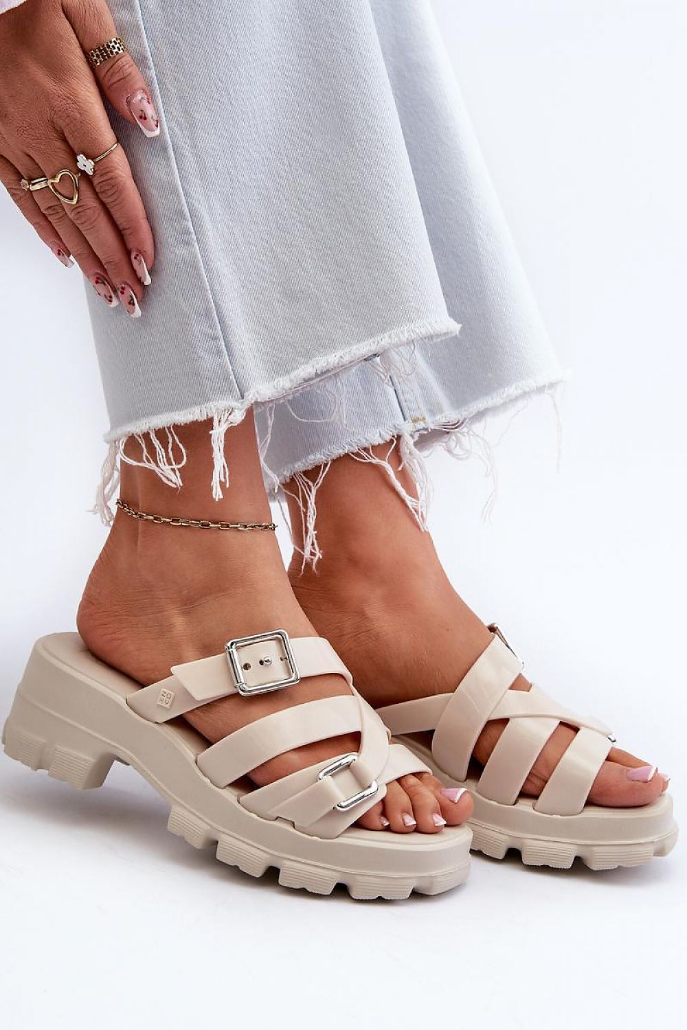  Sandał Klapki Model Zaxy NN285042 Light Beige - Step in style 