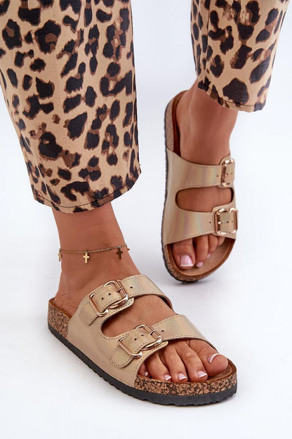  Sandał Klapki Model Fronila 24DZ21-7220 Gold - Step in style 