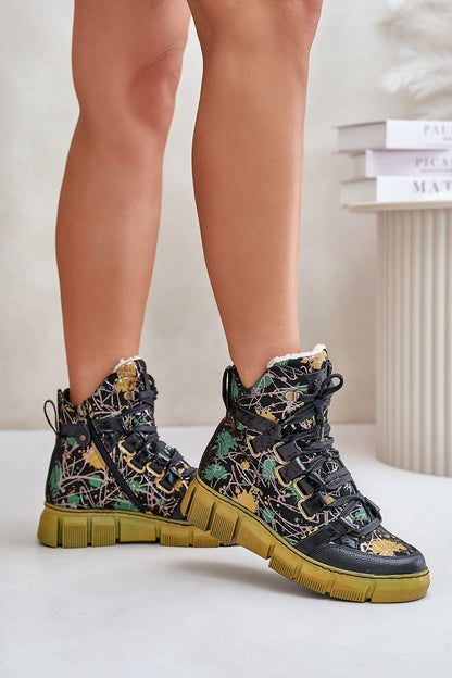   Botki Model Maciejka 06158-07 Yellow/Black - Step in style 