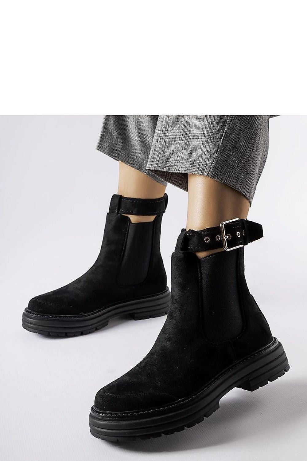   Czarne botki z ozdobnym zapięciem Abela - Solea 