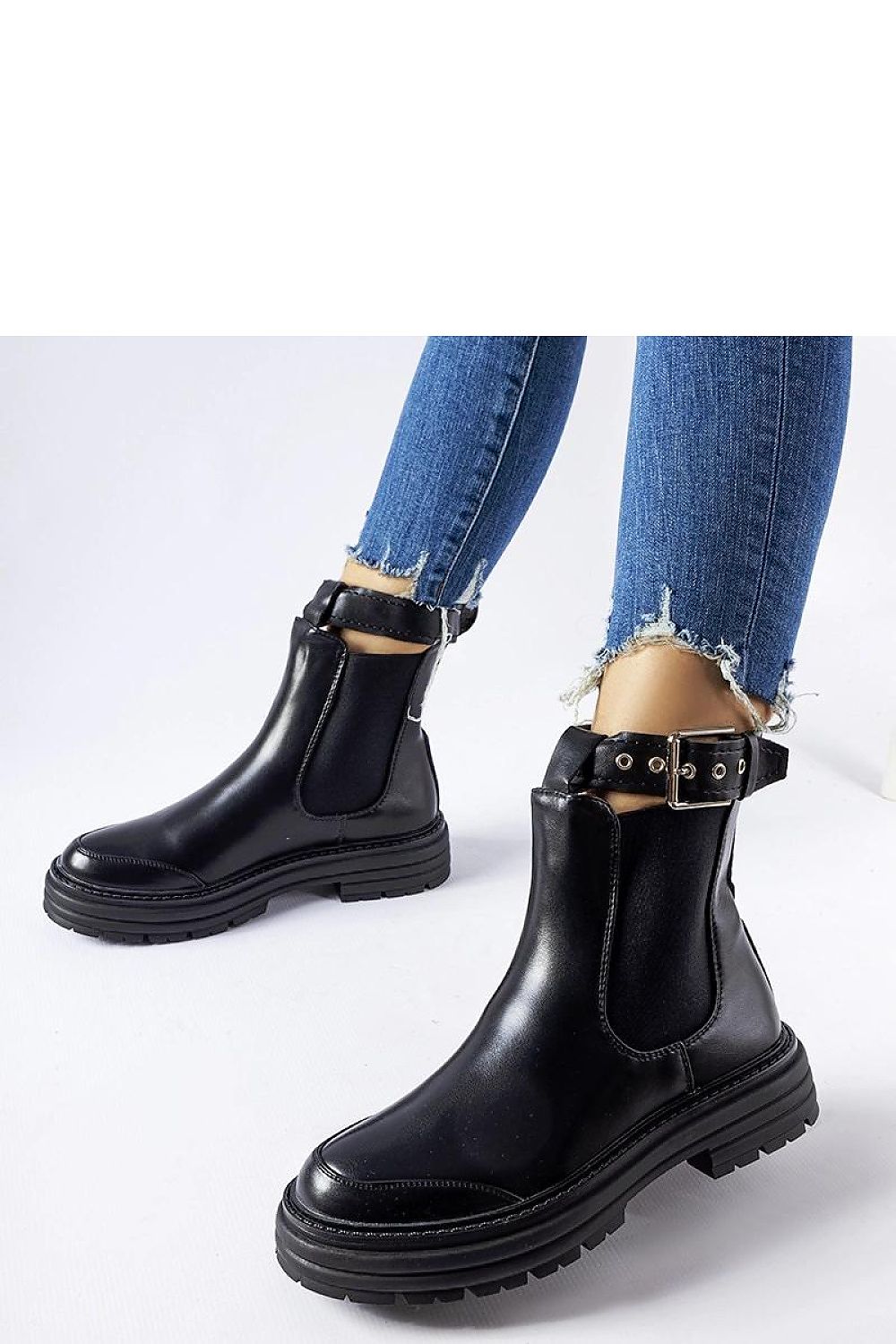   Czarne botki z ozdobnym zapięciem Jonesboro - Solea 