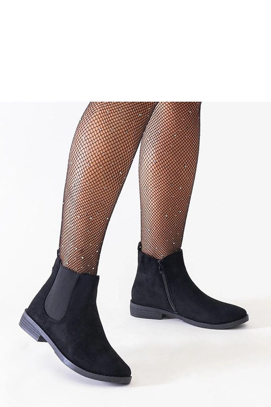   Czarne klasyczne botki z elastyczną wstawką eko-zamsz Maiza - Solea 