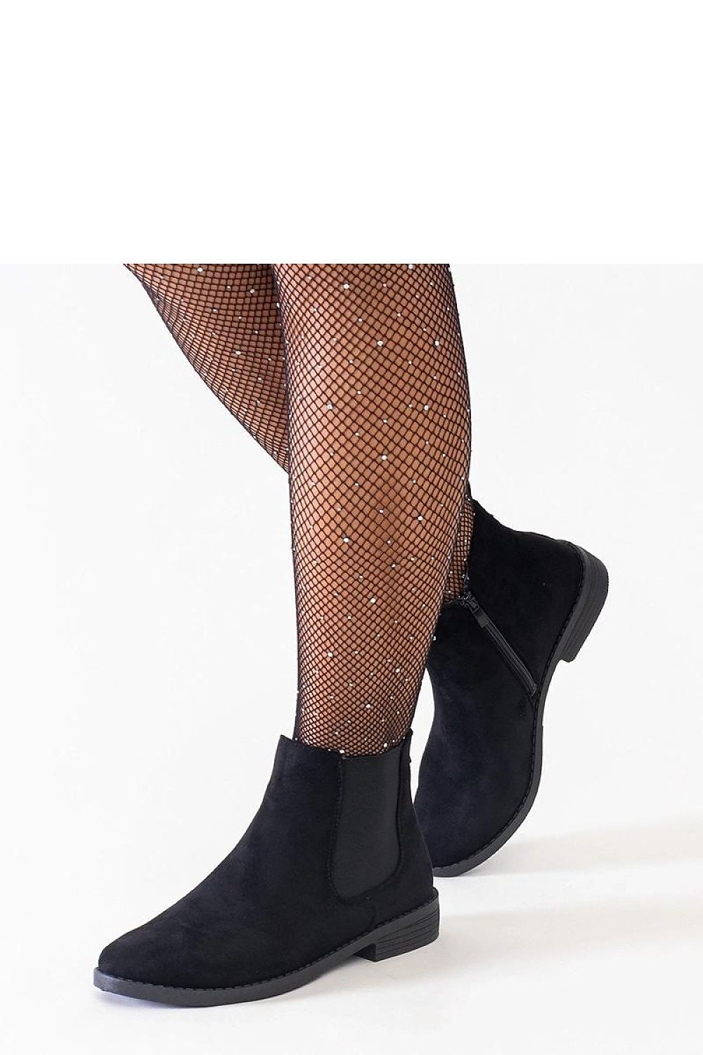  Czarne klasyczne botki z elastyczną wstawką eko-zamsz Maiza - Solea 