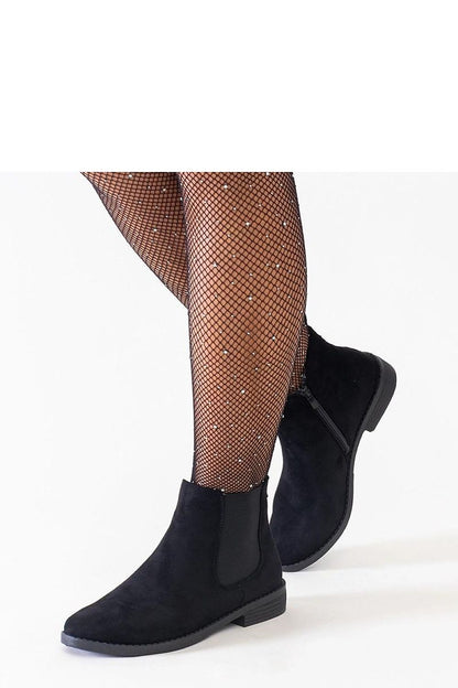   Czarne klasyczne botki z elastyczną wstawką eko-zamsz Maiza - Solea 