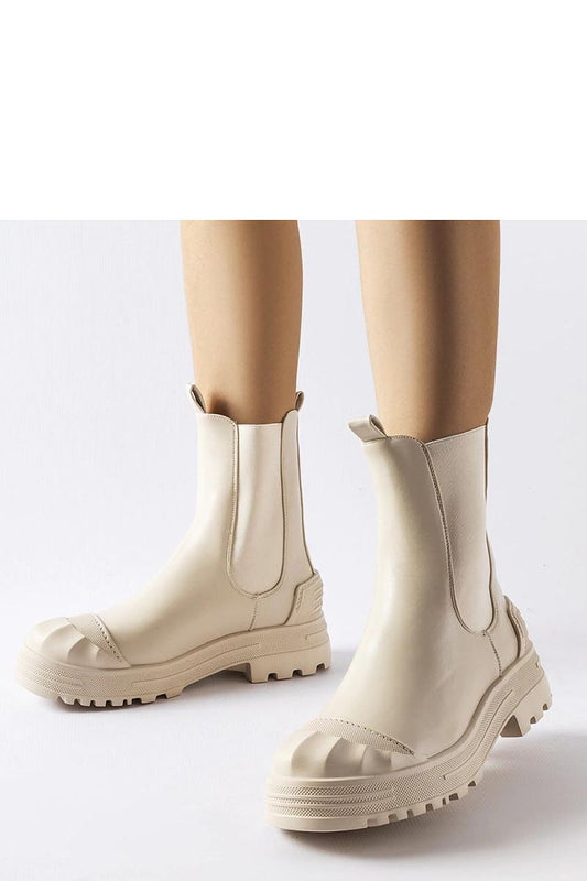   Beżowe ocieplane masywne botki Albanese - Solea 