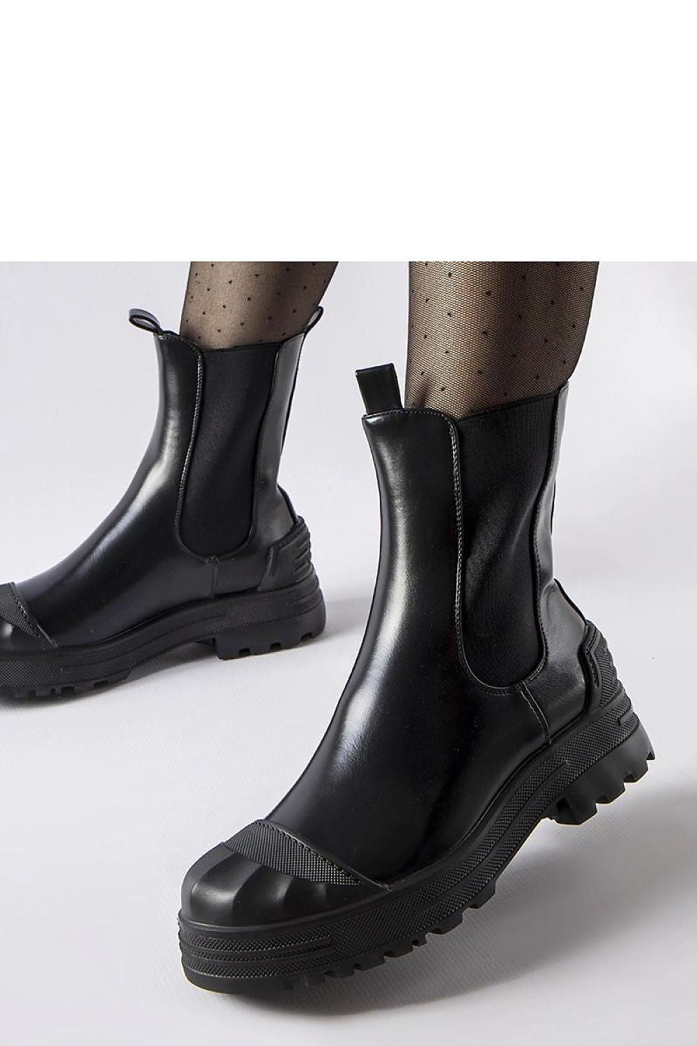   Czarne ocieplane masywne botki Albanese - Solea 