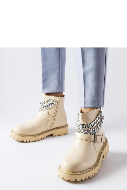   Beżowe botki z ozdobnymi łańcuchami Mezzavia - Solea 