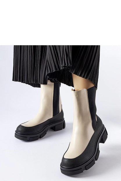   Beżowo-czarne wsuwane botki Faisal - Solea 