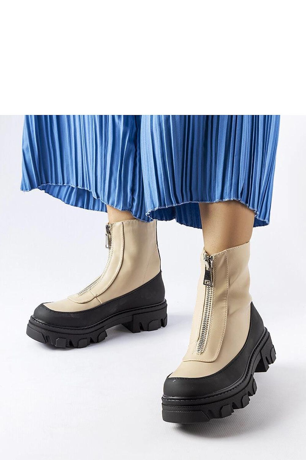   Beżowe masywne botki na zamek Morley - Solea 