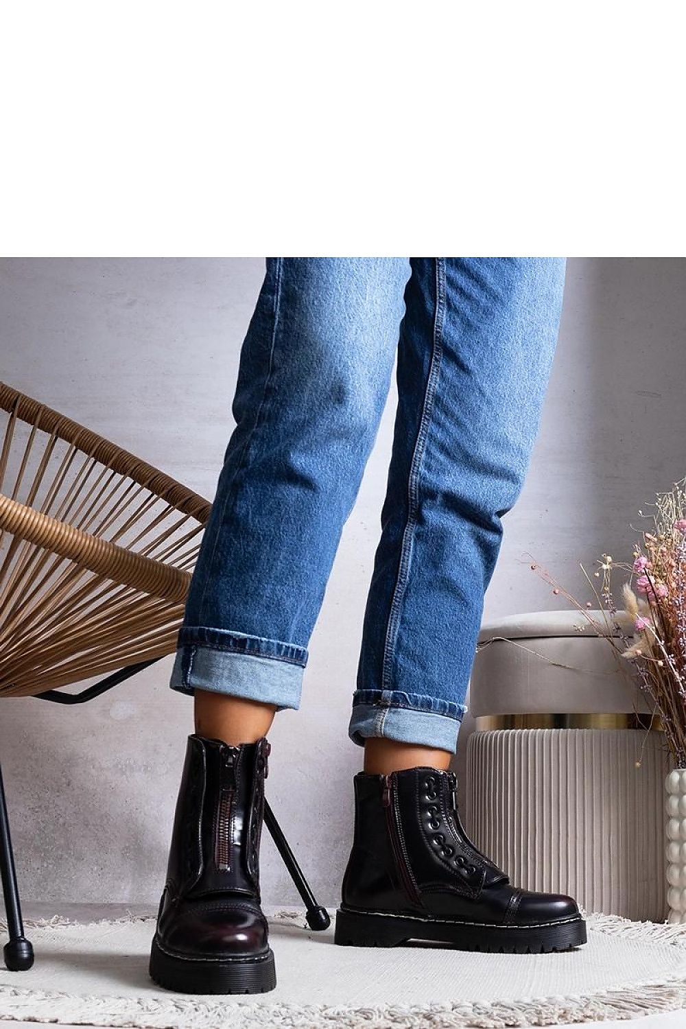   Bordowe traperki ocieplane Royer - Solea 