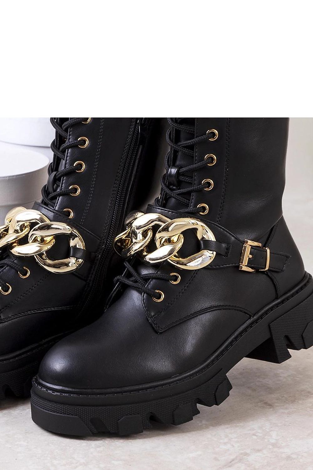   Czarne botki z łańcuchem Laboy - Solea 