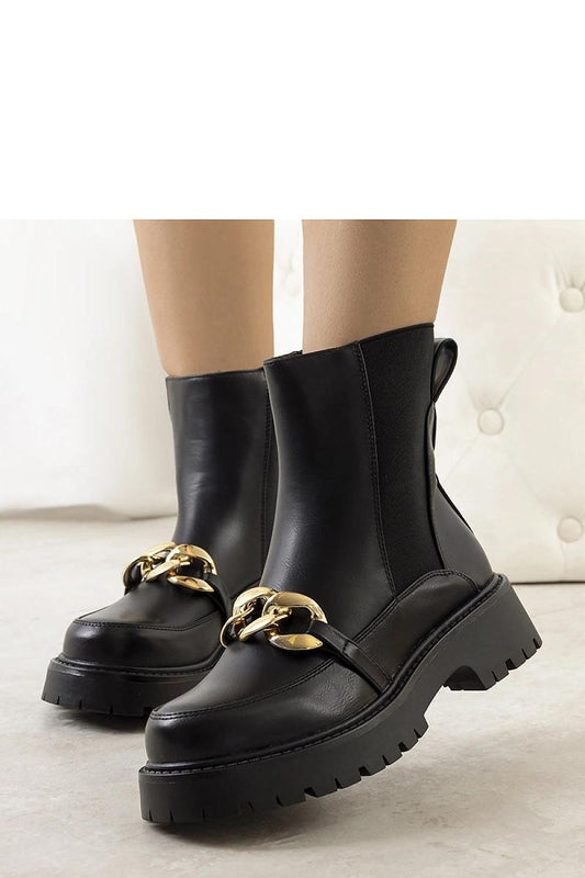   Czarne botki na wysokiej podeszwie Pesa - Solea 