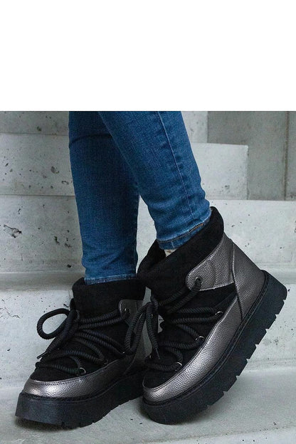   Czarne śniegowce na platformie ocieplane futerkiem Sapphi - Solea 