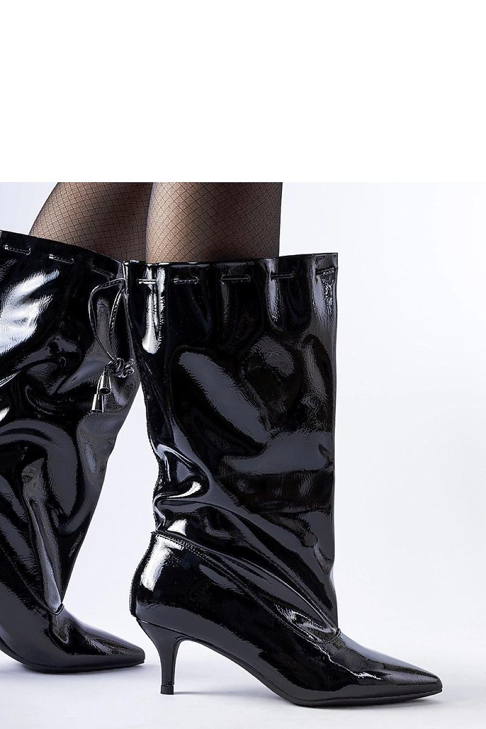   Czarne kozaki na niskiej szpilce Clinton - Solea 