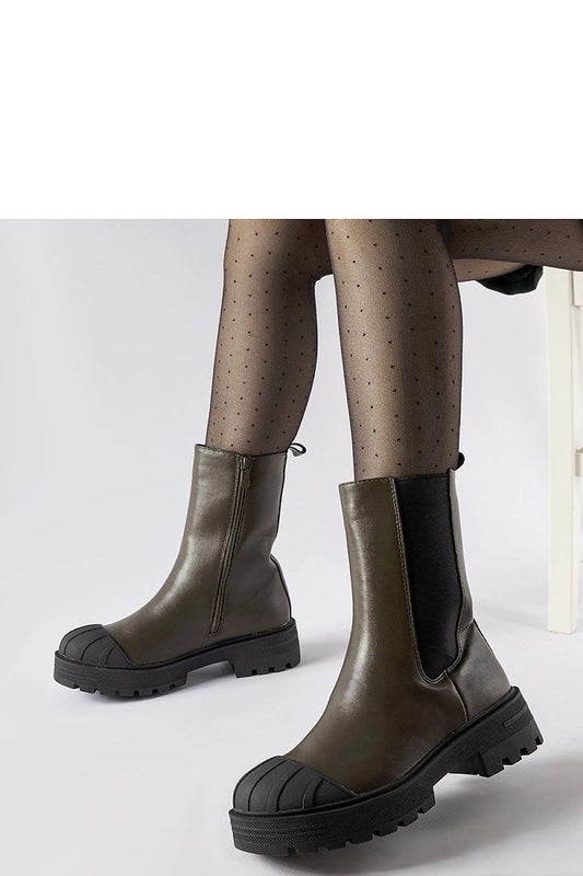   Ciemnozielone ocieplane botki sztyblety Porcigatone - Solea 