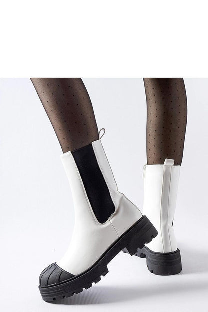   Białe klasyczne ocieplane botki sztyblety Porcigatone - Solea 