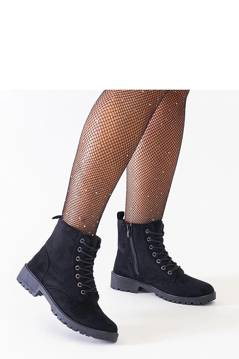   Czarne botki eko-zamszowe workery na platformie Barosa - Solea 