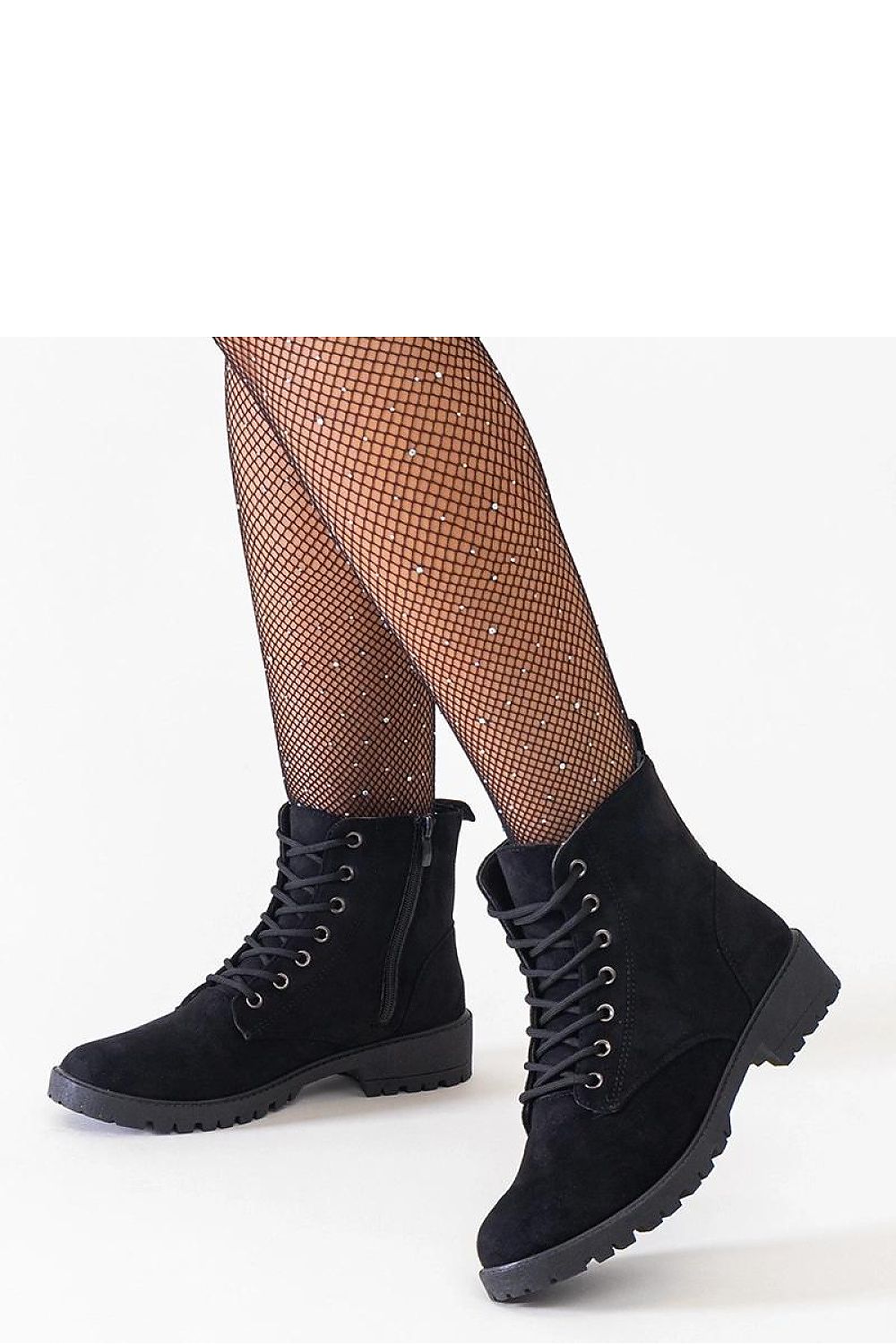   Czarne botki eko-zamszowe workery na platformie Barosa - Solea 