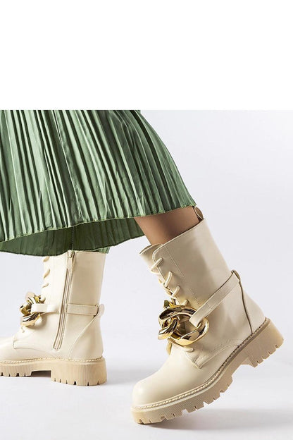   Beżowe traperki z łańcuchem Galar - Solea 