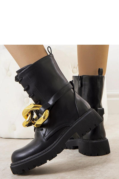   Czarne traperki z łańcuchem Galar - Solea 