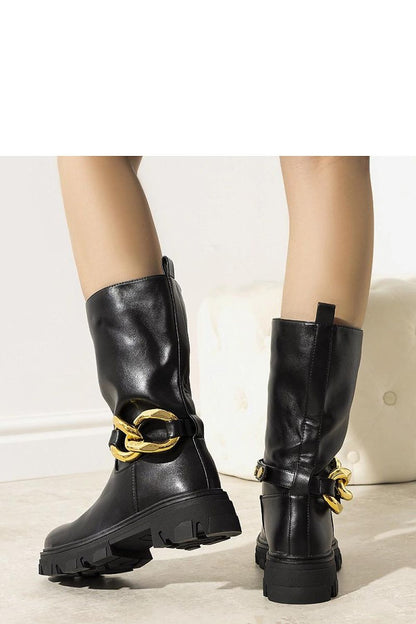   Czarne ocieplane botki z łańcuchem Harrison - Solea 