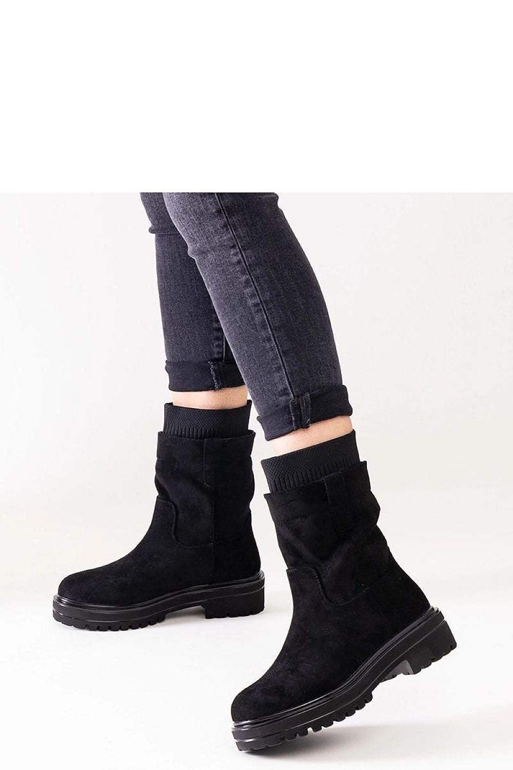   Wsuwane czarne botki ze skarpetą Ralia - Solea 