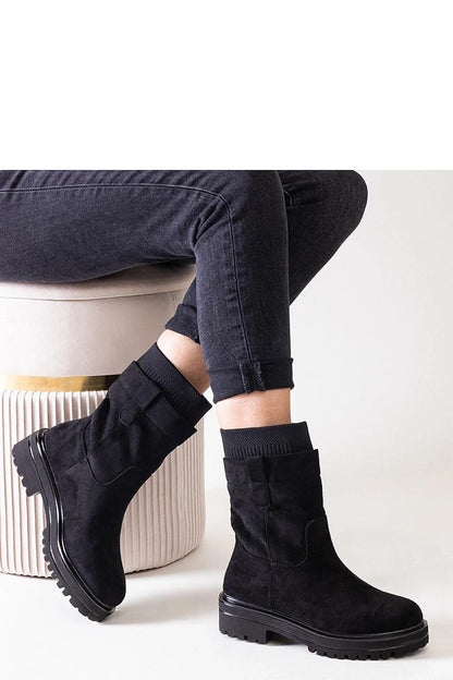   Wsuwane czarne botki ze skarpetą Ralia - Solea 