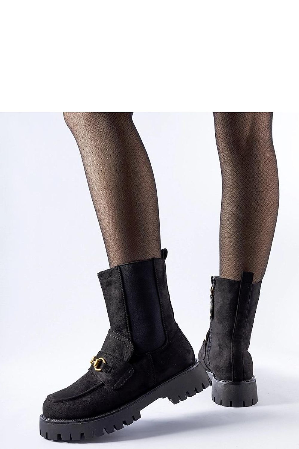   Czarne ocieplane botki z klamerką Overlook - Solea 