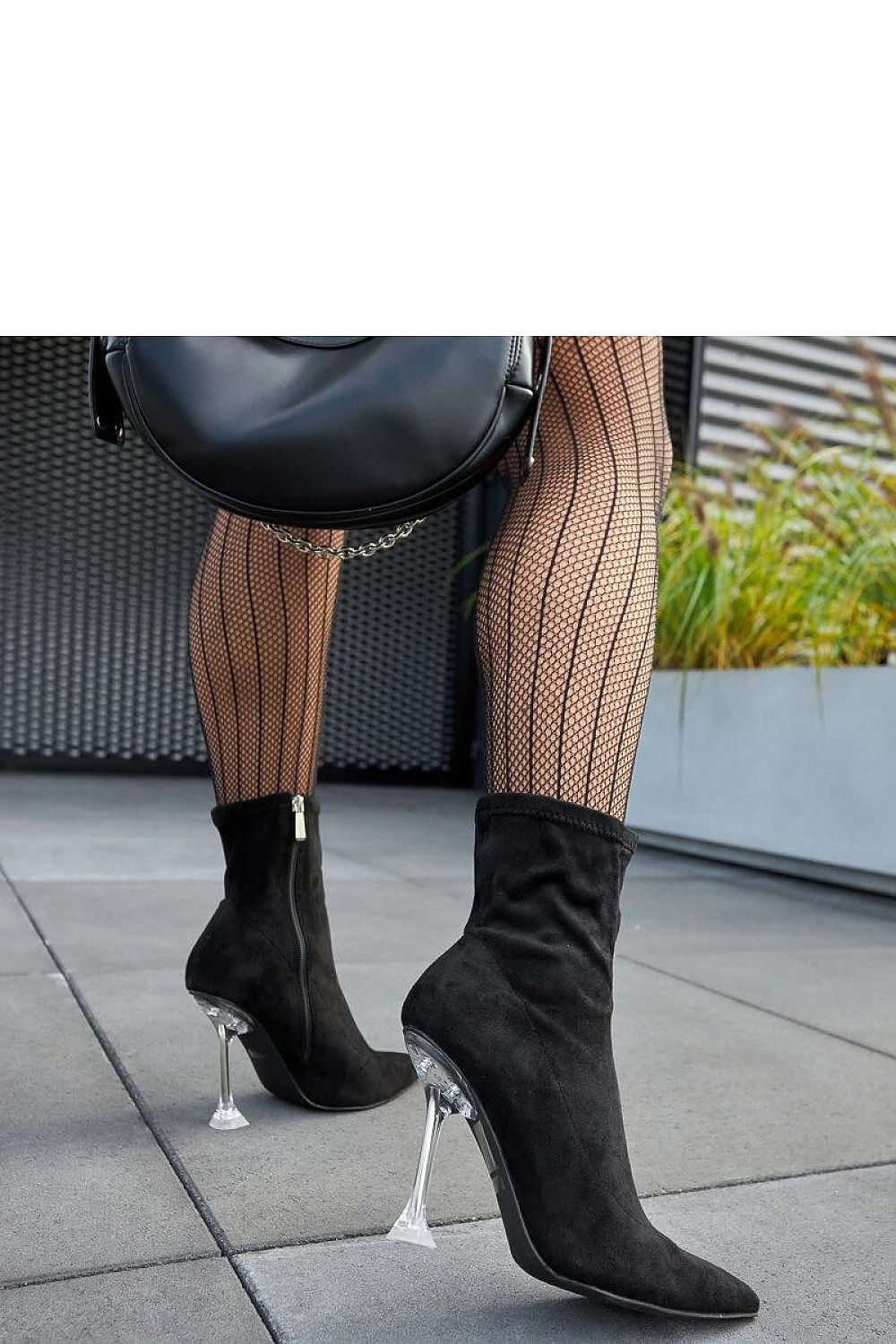   Czarne botki na ozdobnym obcasie Ferguson - Solea 