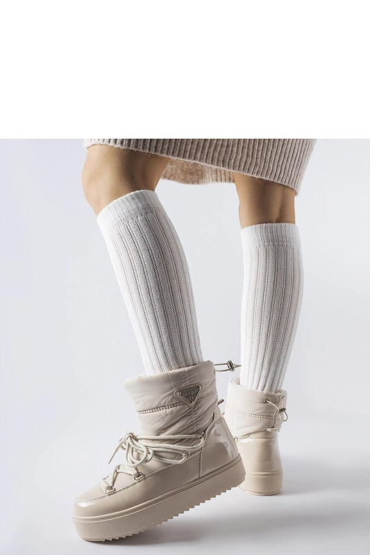   Beżowe ocieplane śniegowce z gumką Oslavia - Solea 