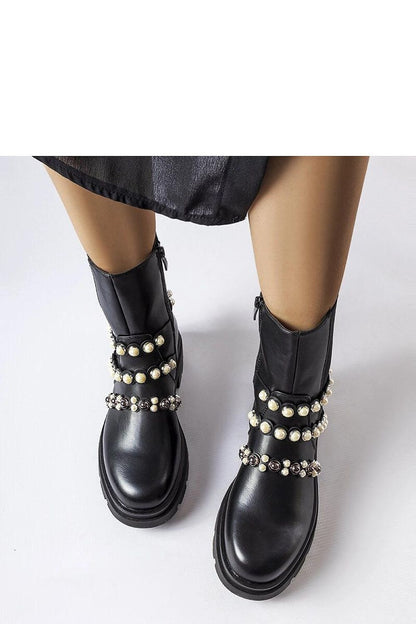   Czarne botki zdobione perełkami Callicratide - Solea 