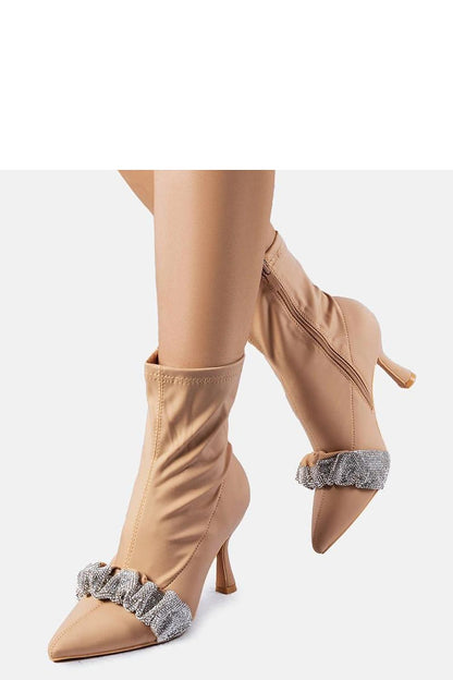   Beżowe botki zdobione cyrkoniami Caisse - Solea 