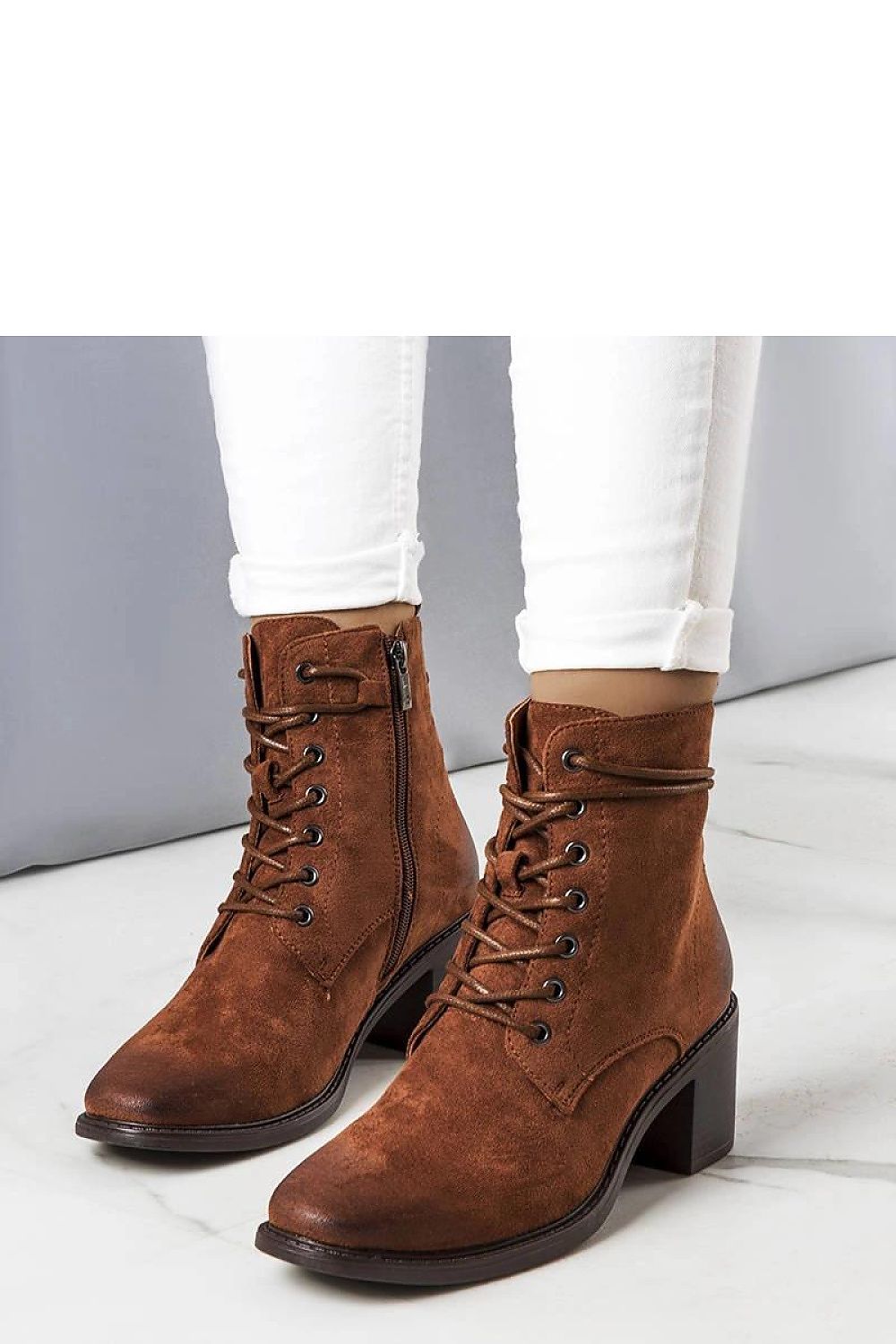   Brązowe botki sznurowane Sanlow - Solea 