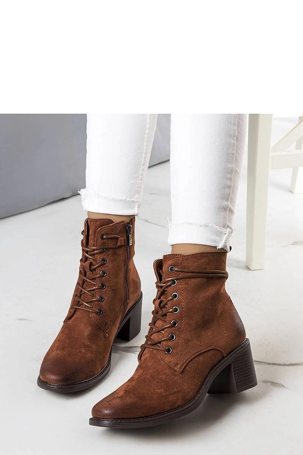   Brązowe botki sznurowane Sanlow - Solea 