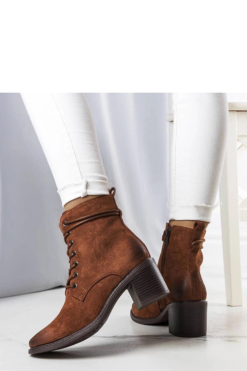   Brązowe botki sznurowane Sanlow - Solea 