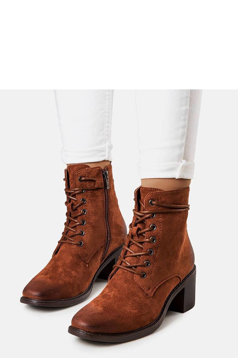   Brązowe botki sznurowane Sanlow - Solea 