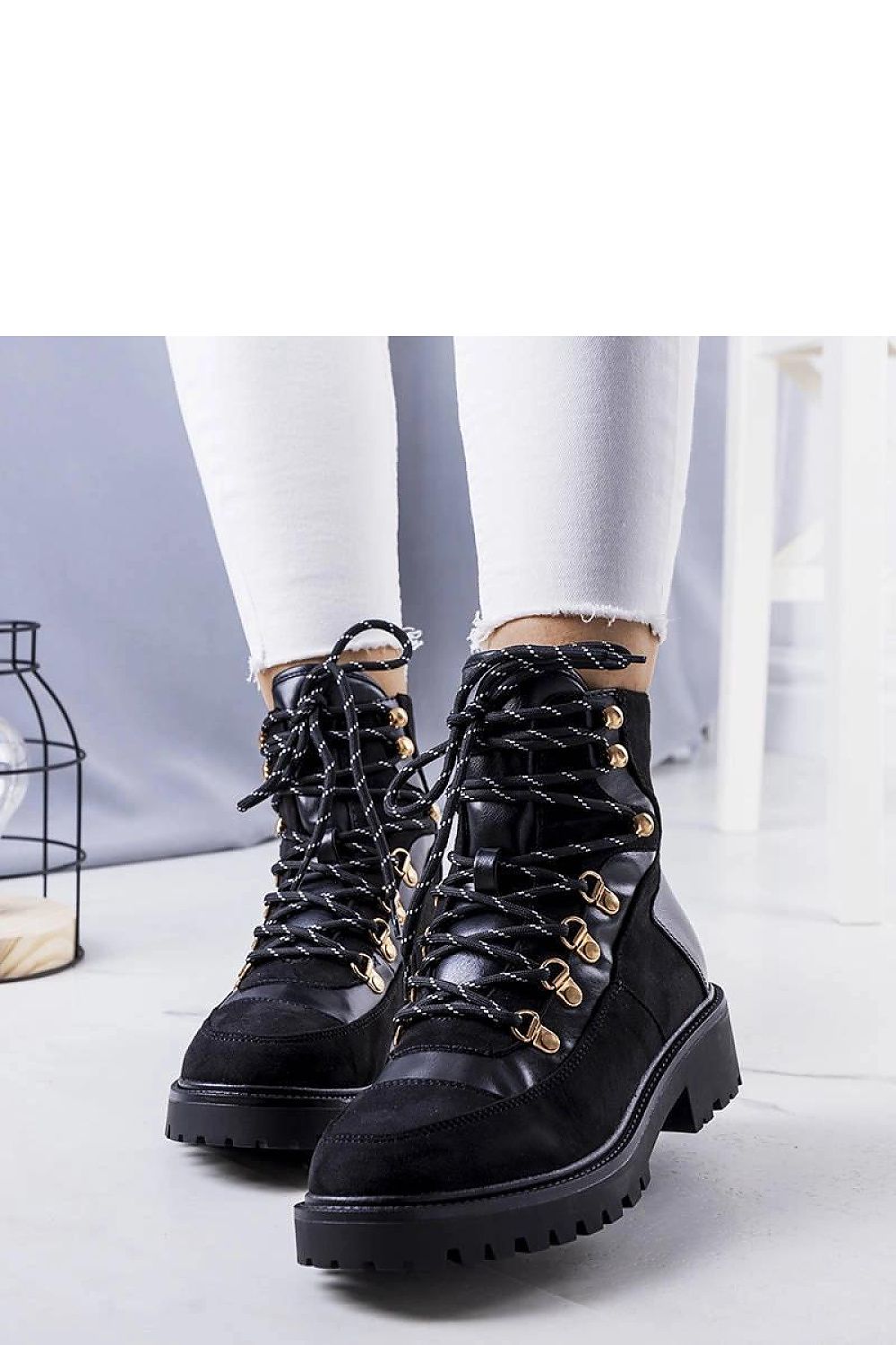   Czarne ocieplane botki workery traperki Leneo - Solea 