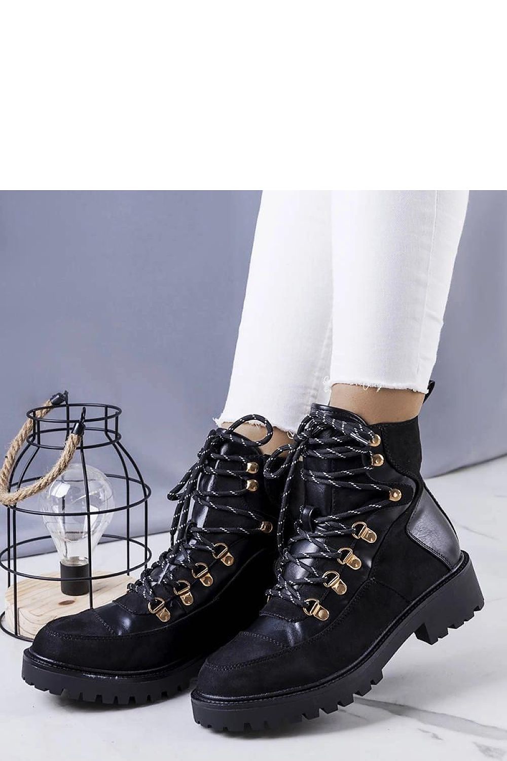   Czarne ocieplane botki workery traperki Leneo - Solea 