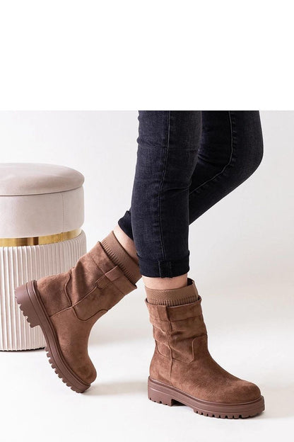   Wsuwane brązowe botki ze skarpetą Ralia - Solea 