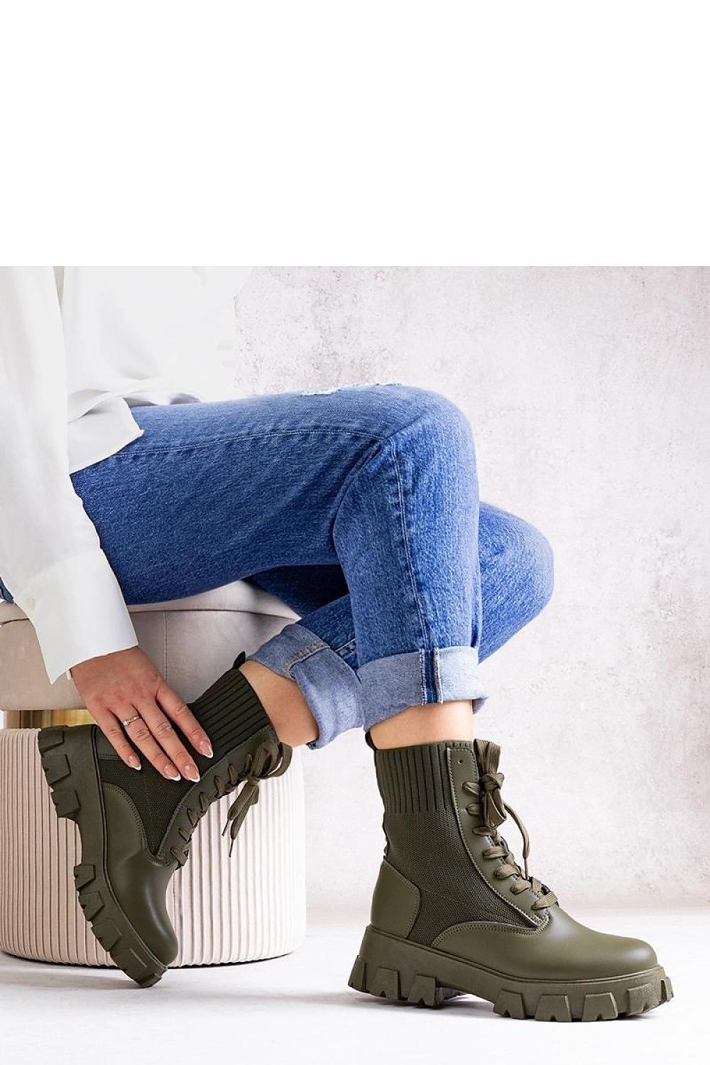   Zielone botki z elastyczną cholewką Zogba - Solea 