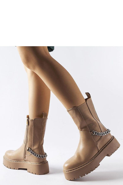   Beżowe botki zdobione łańcuchem Guglielmo - Solea 